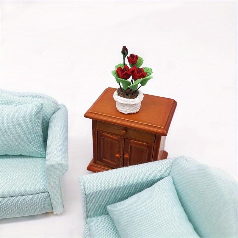 1pcs Simulation Flower Red Rose Potted Plant Garden Scene Flowers and Greenery Potted Plants Micro Landscape Potted Garden Greenery