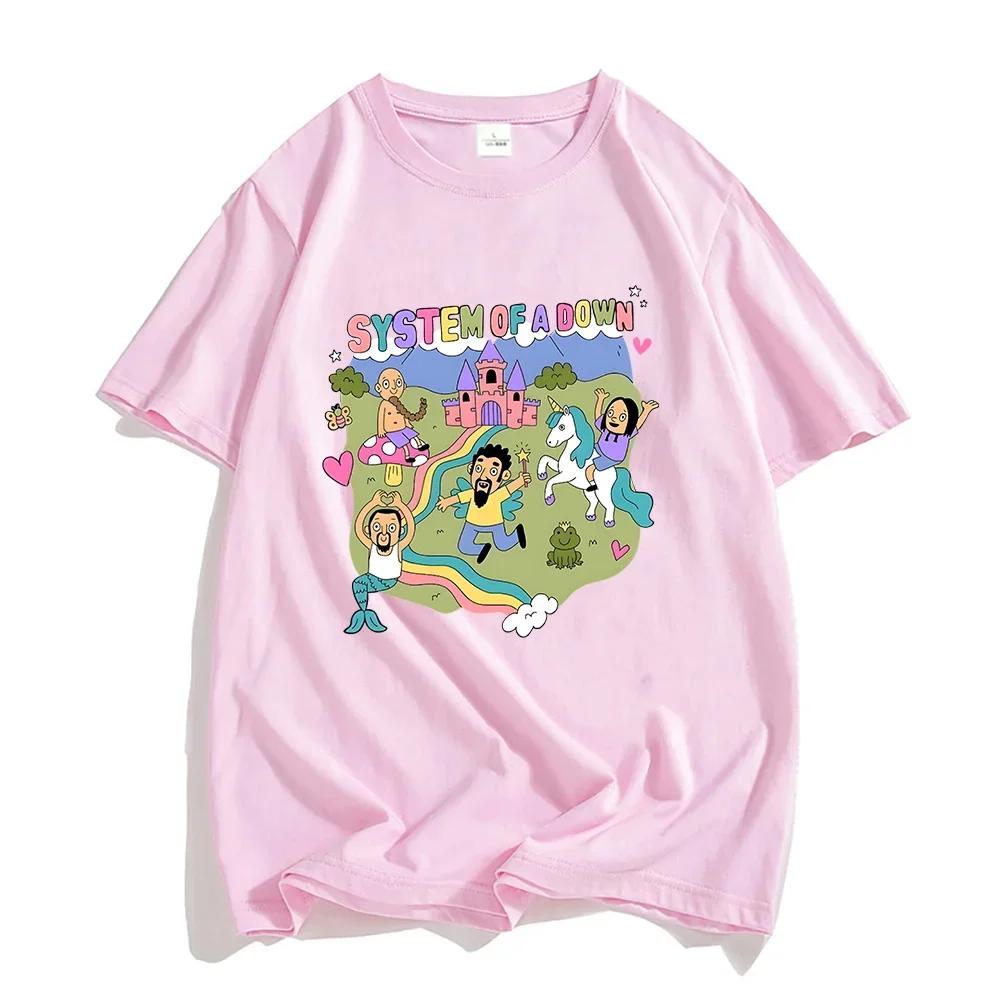 System of A Down Band T-shirt100% Cotton High  Soft Tee-shirt Womens Cartoon Graphic Tshirt Unisex Rock Music Streetwear Tees