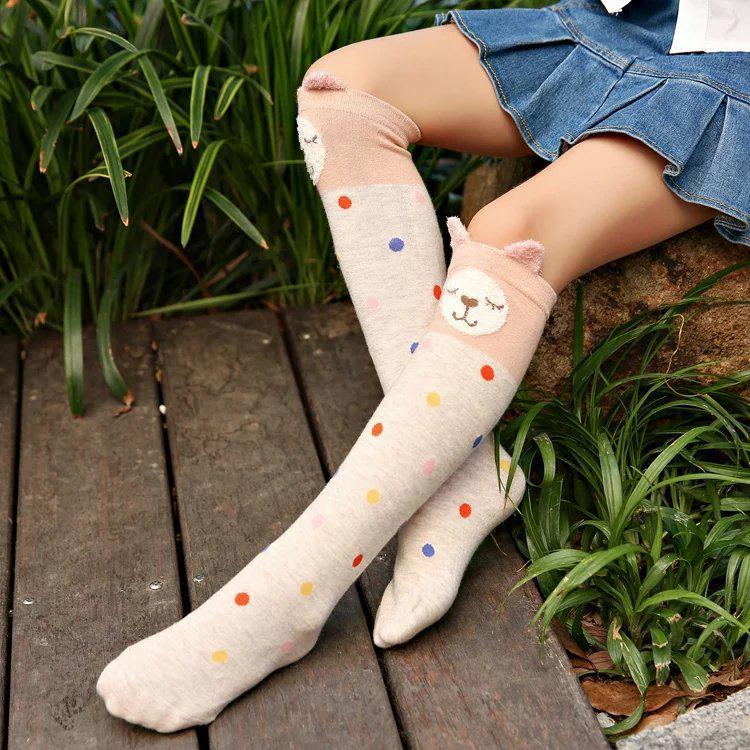 Cartoon Animal Mid-Calf Socks with 3D Ears for Girls One Size (Flat 42CM)