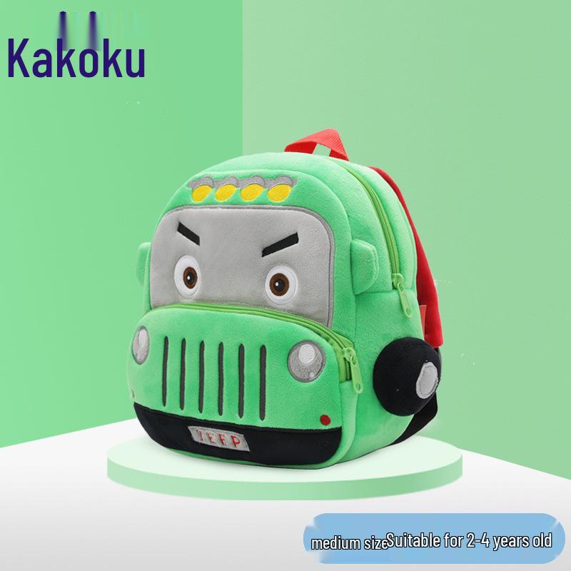 Customizable Plush Cartoon Car Backpack for Kids 2-4, Printed with Logo - Perfect for Kindergarten.