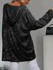 Women's Elegant Sequin Beaded Loose-Fit Hooded Pullover Sweatshirt