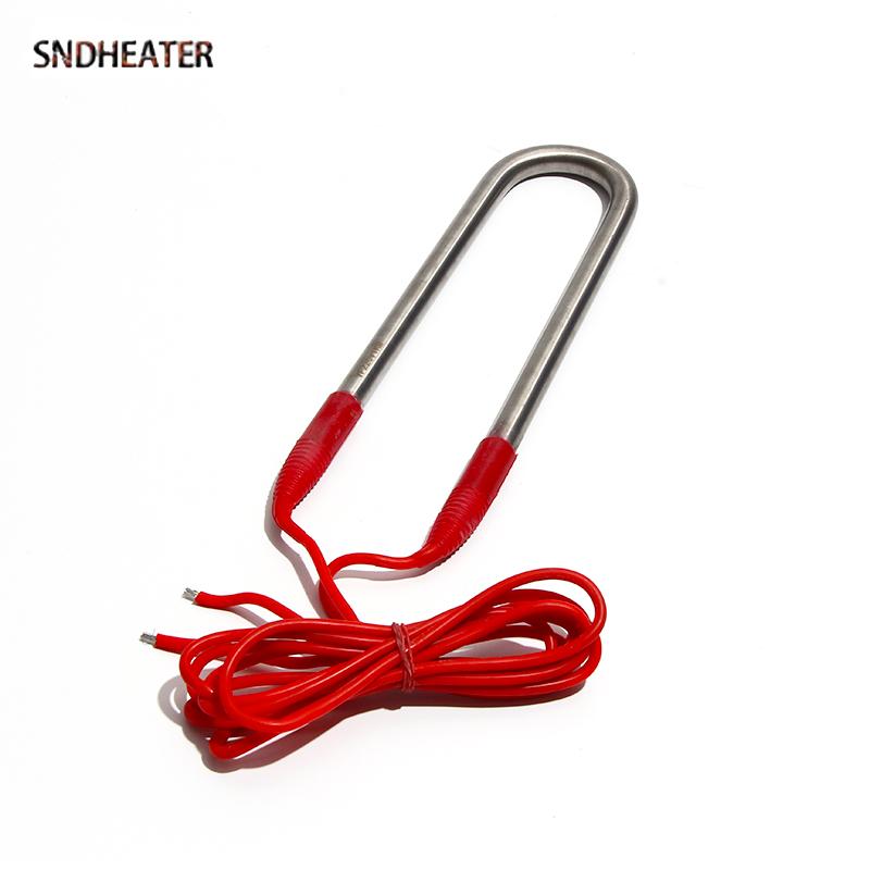 SNDHEATER 12V U Type Electic Immersion Heating Element 110MM Heater Resistance 50W 100W 150W 200W 1M Red Wire for Water Bucket