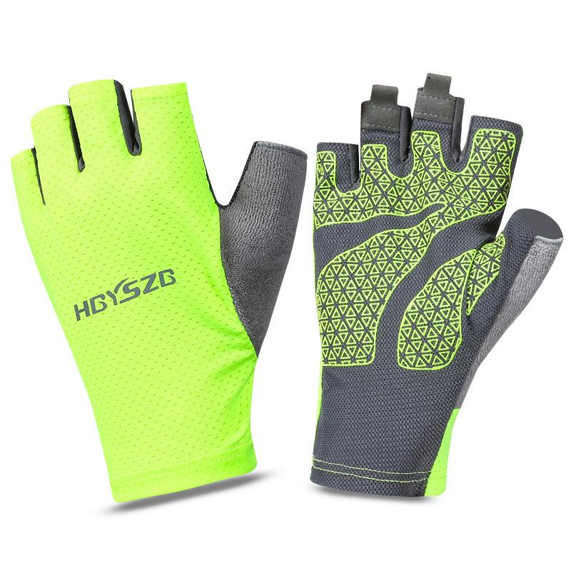 Cycling Half  finger Gloves for Men Summer Sports  Anti Slip  Sun Protection  Thin Breathable Cycling  Outdoor Fishing and Bicycle Gloves