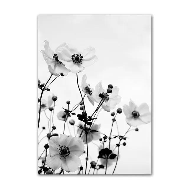 Black White Dandelion Blooming Flower Canvas Paintings Modern Minimalist Flower Plant Wall Art Poster Prints for Room Home Decor
