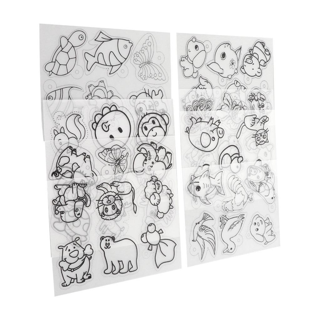 8pcs Hand Painted Heat Shrink Sheets Colorable Shrink Art Paper Shrink Film Sheets DIY Decoration animal
