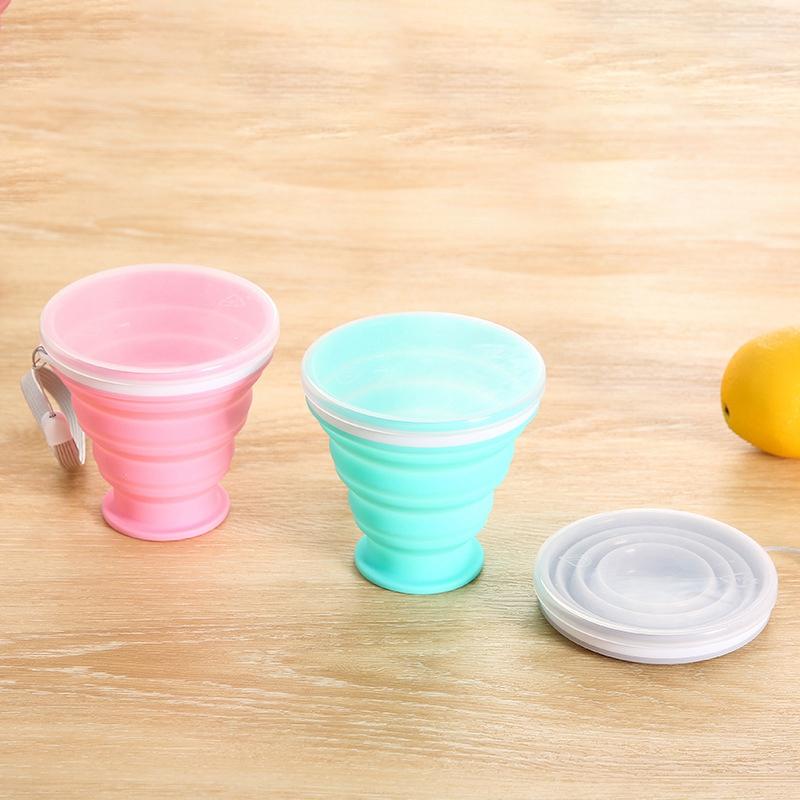 200/300ML Folding Cup Portable Silicone Folding Cup with Lid Heat Resistant Water Tea Coffee Cup Outdoor Telescopic Drinking Mug
