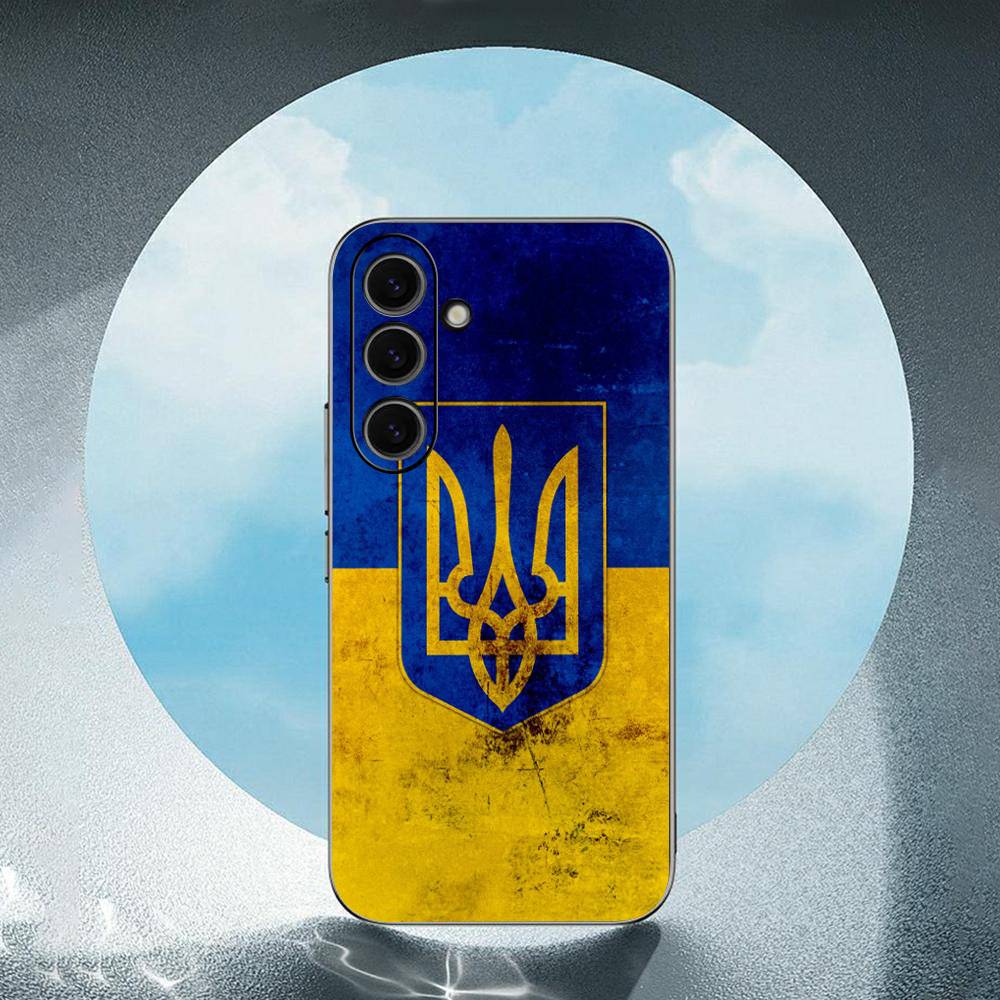 Ukraine Flag For Samsung Galaxy S25 S24 S23 Ultra S22 S21 Plus S20 Black Soft Silicone Protective Case