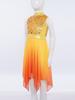 Girls Liturgical Dance Dress - Sleeveless Mock Neck Tunic with Asymmetrical Hem & Shiny Sequins for Worship Performance