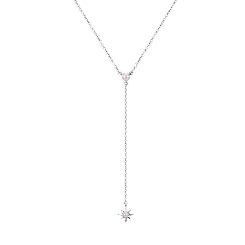 Influencer-style Versatile Minimalist Tassel Star Clavicle Pendant Y-shaped Classic Womens Choker Necklace Bamboo S925 Silver