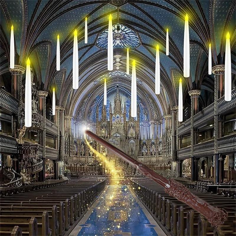 Halloween Decoration Floating LED Candles 10/20PC Flameless Flicker Candle with Magic Wand Remote Control For Christmas Birthday