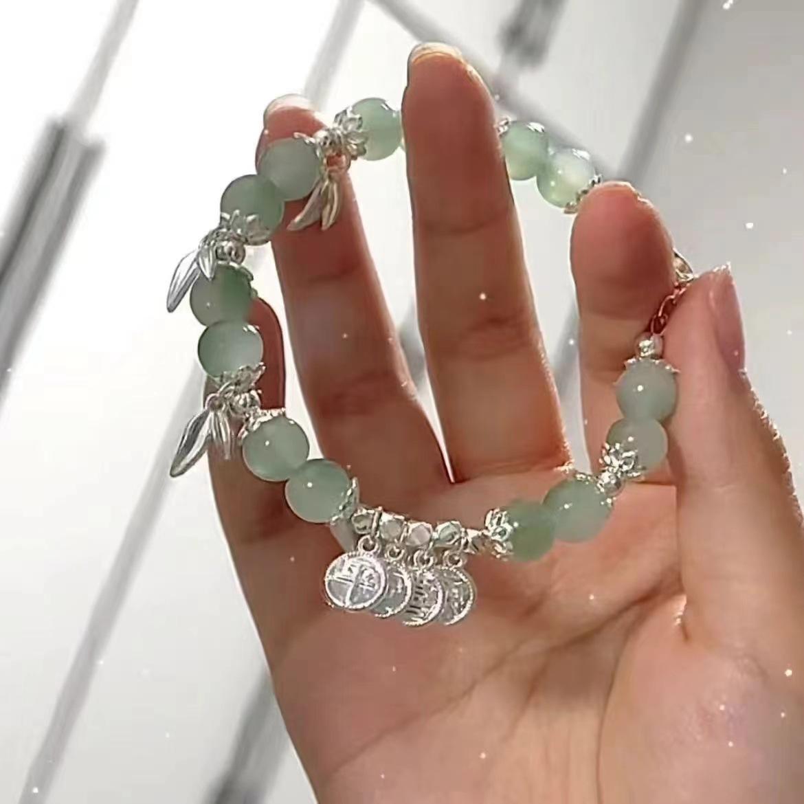 

Sophisticated Plated Alloy Beaded Bracelet With Natureinspired Leaf Elements Women For