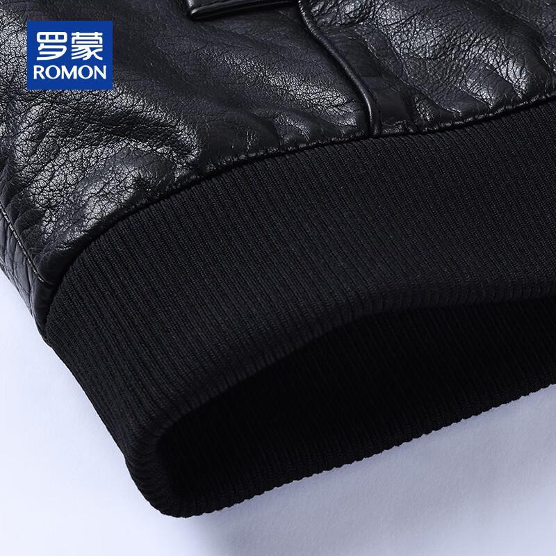 ROMON Men's Genuine Leather Lapel Biker Jacket