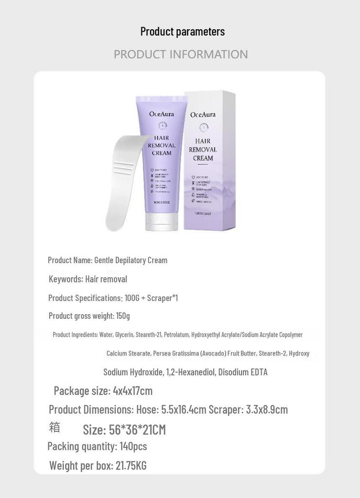 OCEAURA Gentle & Hydrating Hair Removal Cream for Soft, Smooth Skin