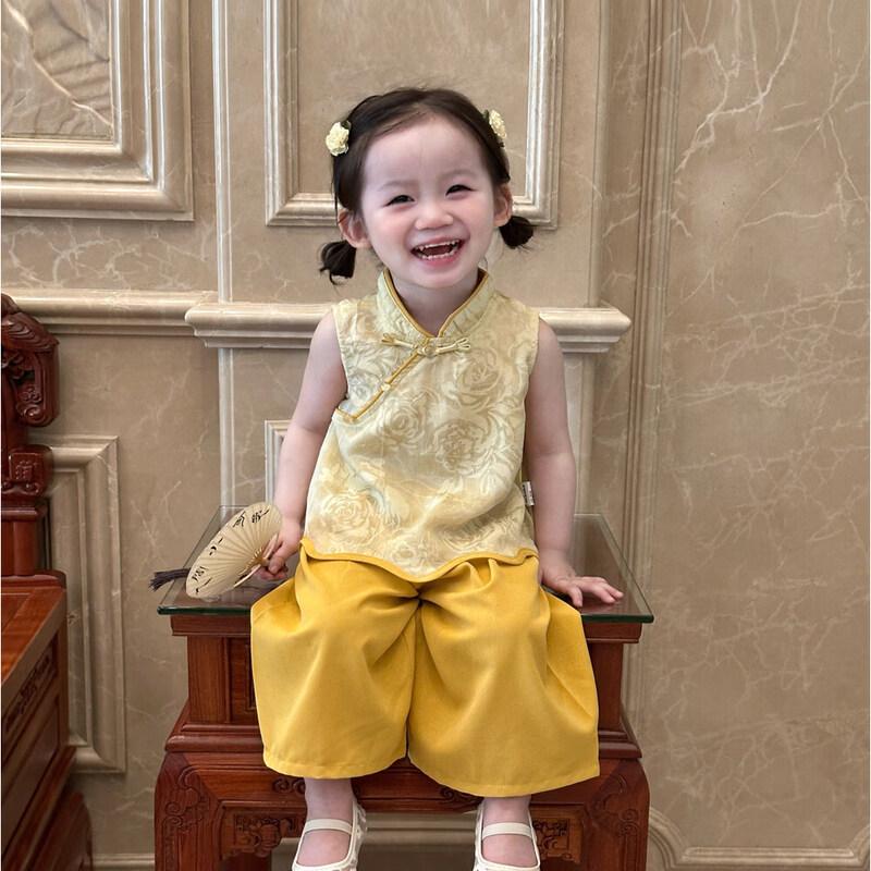 FADOBABY Girls' Chinese Style Summer Set
