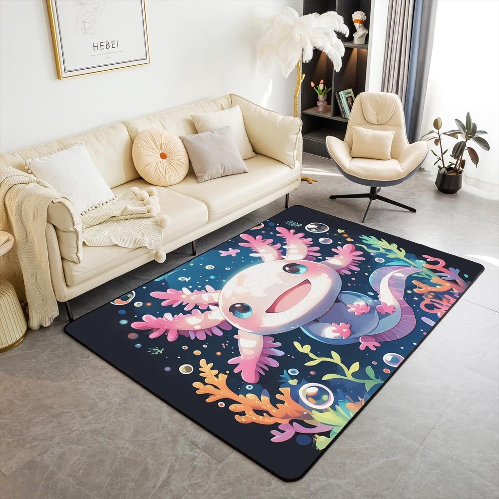 Ocean Themed Living Room Rugs for Bedroom Area Rug Octopus Decor Carpet for Boys Girls Teens Tentacles Indoor Floor Mat Black