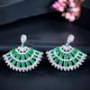 CMM Hollow Out Fan Shaped Cubic Zirconia Drop Earrings