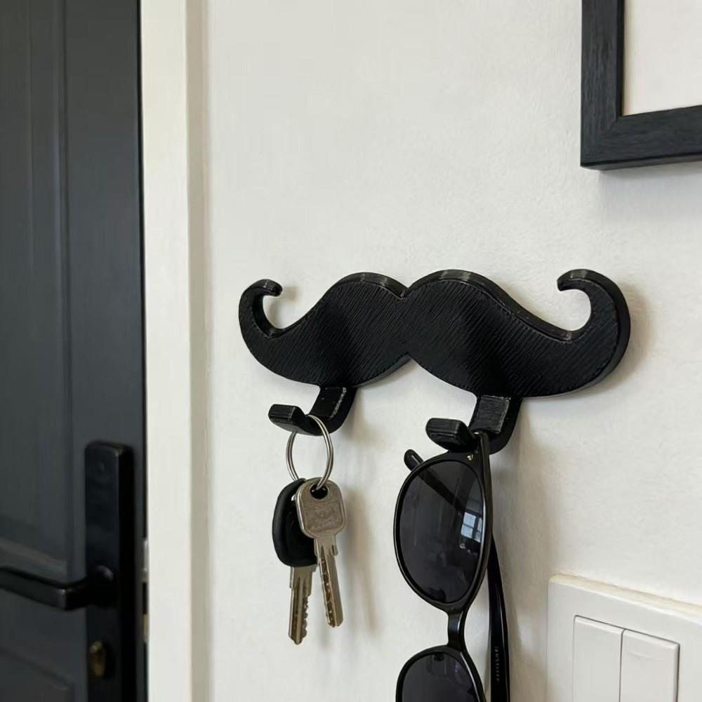 3pcs 3D Printed Beard Shape Hook Self-adhesive Wall Hanger Holder Creative Wall Mount Hook Home
