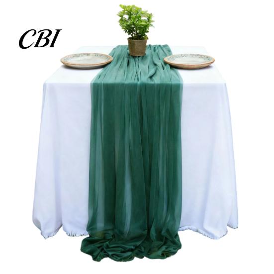 Chiffon Table Runner Sheer Flowing Runner, Wedding Elegant Solid Color Charming Dining Accessory for Home Bridal Shower Party Decor