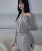 Lense Wrap-Tie Long Sleeve Tee Melange Gray