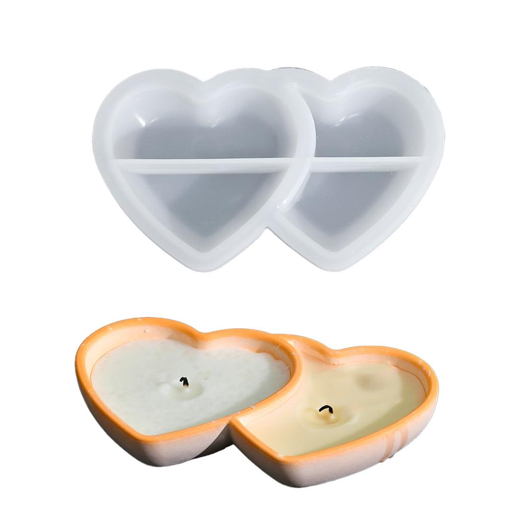 Candlestick Silicone Mold Candle Cup Molds Double Heart Candle Holder Mould Aromatherapys Container Decorations Moulds