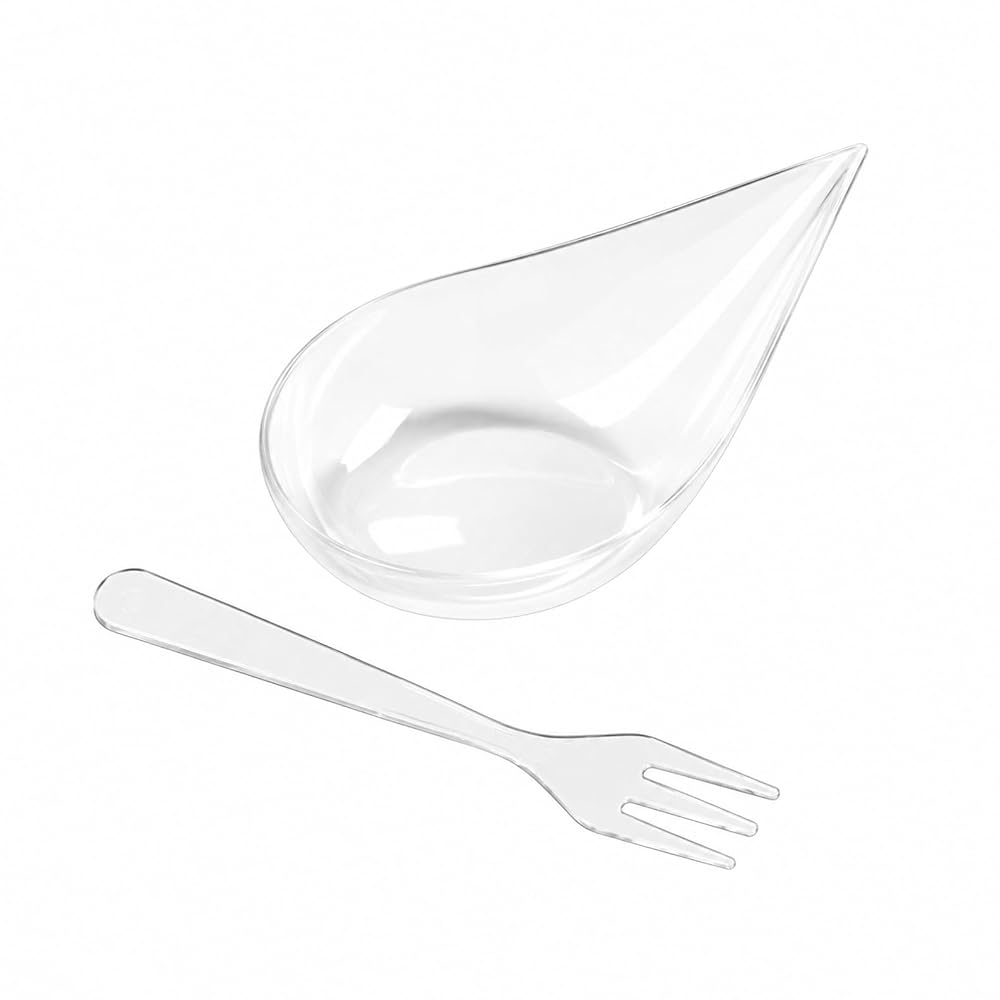 Mini Appetizer Plates, Amuse-Bouche Spoons, Teardrop Shape, Plastic, Approx. 5 x 10 x 13 cm,
