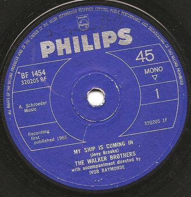 7-Zoll Schallplatte WALKER BROTHERS - My Ship Is Coming In BF1454 Philips 1965 UK Pop Gebraucht