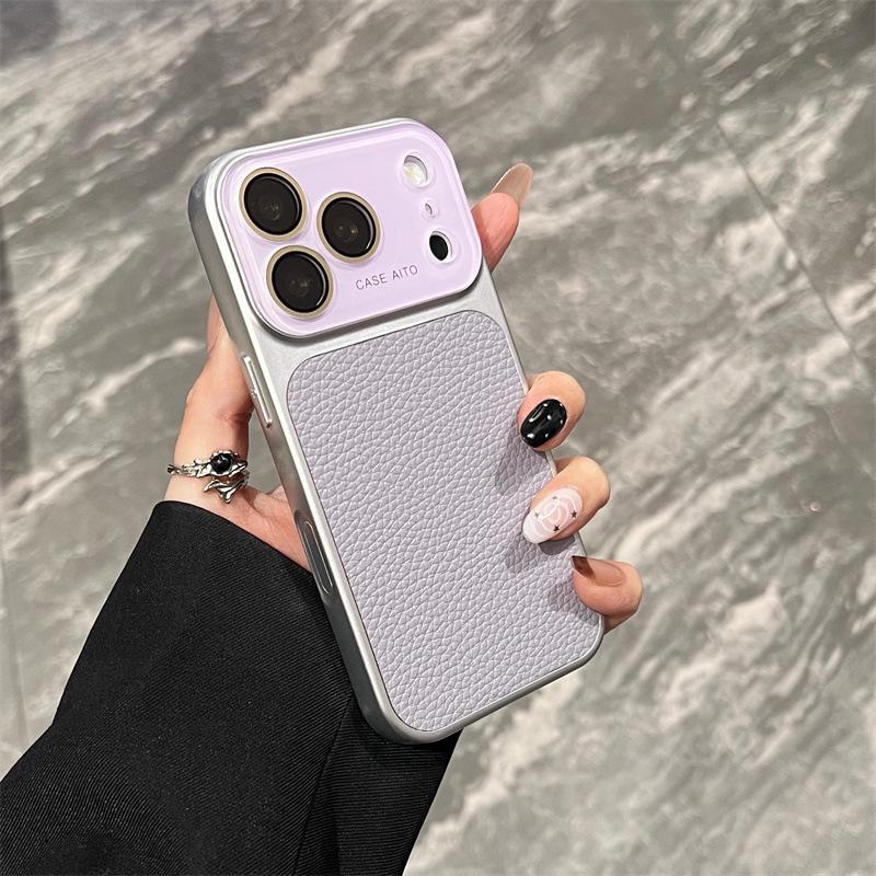 Retro Lychee Texture Drop-Proof Case for Apple 16 Pro Max, Fits 14/15 Pro