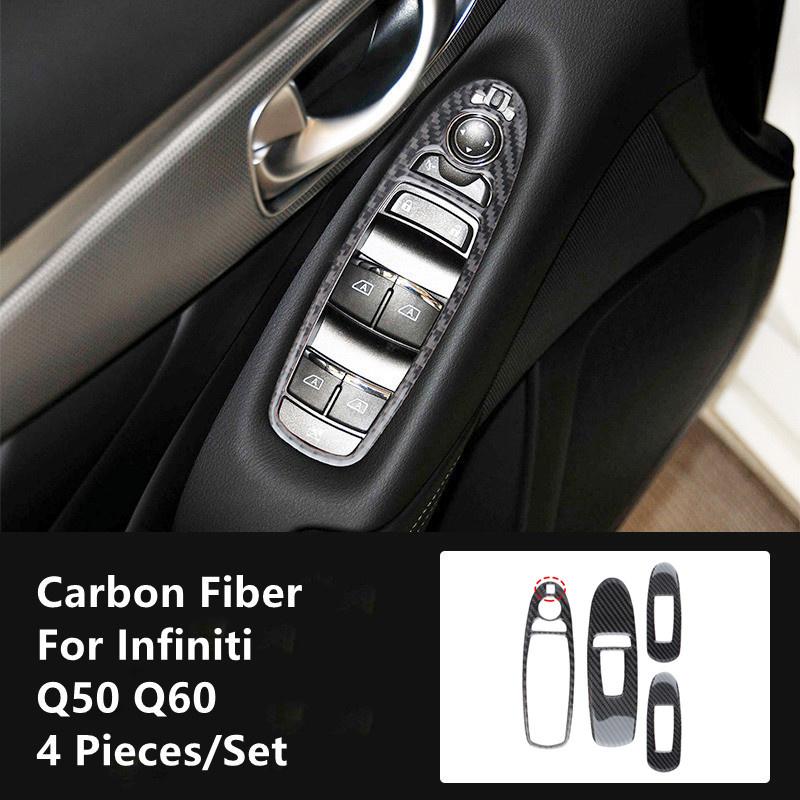 Carbon Fiber Car Interior Modification Cover Trim Strips Decorative Stickers For Infiniti Q50 Q60 Car Styling Inner
