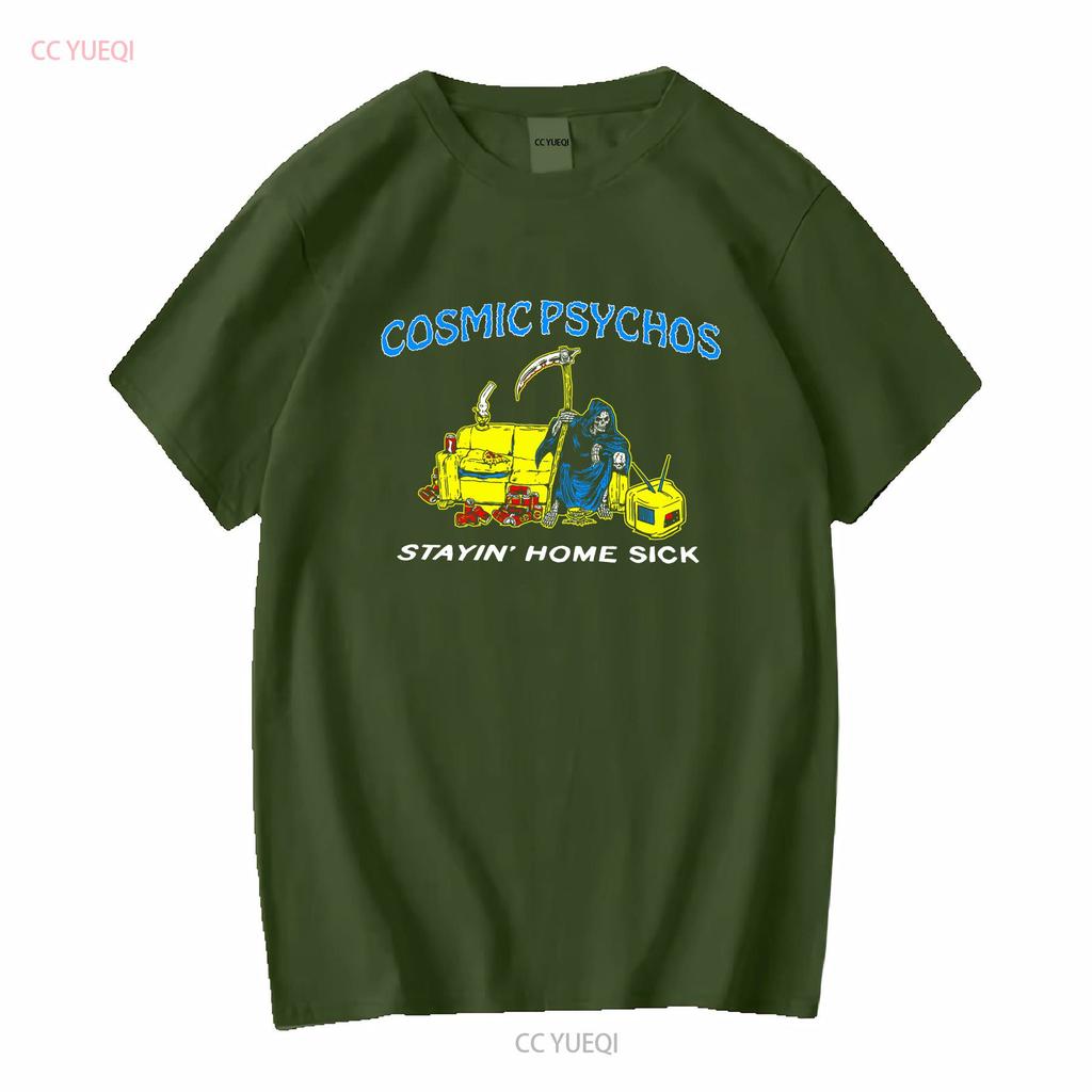Cosmic Psychos Band Rock Stay Home Sick Schwarzes T-Shirt S 5XL Q1675 Lang- oder Kurzarm Vintage Gewaschen Leicht Streetwear