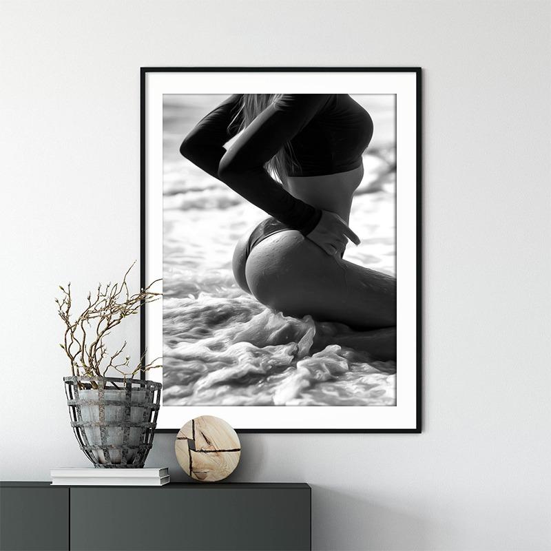 Black And White Sexy Woman Body Bikini Poster Modern Canvas Painting Prints Sensual Wall Art Picture For Living Room Home Decor