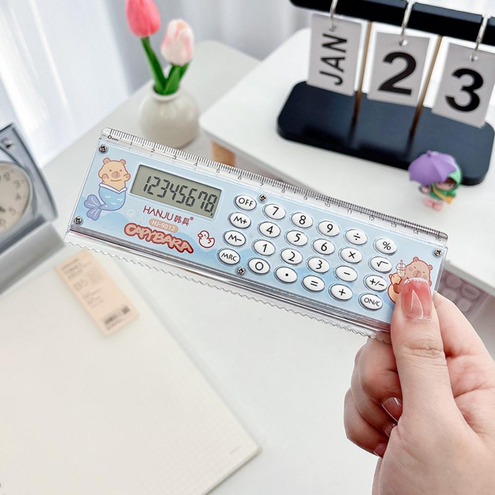 

Mini Straight Ruler 8-digit Straightedge Creative Capybara Ruler Calculator Drawing Tool