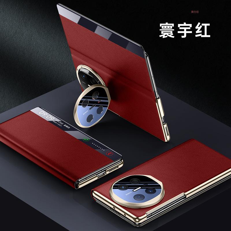 Applicable To Huawei MateX6 Mobile Phone Case Lens Holder MTx6 Folding Anti-drop All-inclusive Smart Window Male Leather Case