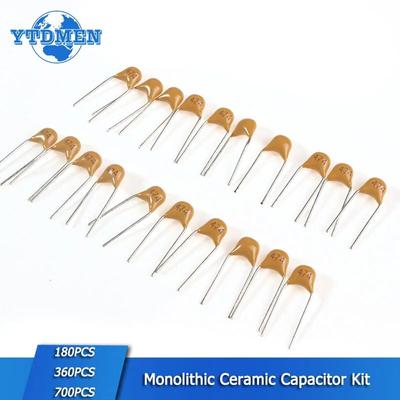 180-700PCS 50V Monolithic Ceramic Capacitor Kit 20PF 22PF  220PF 47NF 1NF 10NF 0.1UF 1UF 102 104 105 103 473334 Capacitors