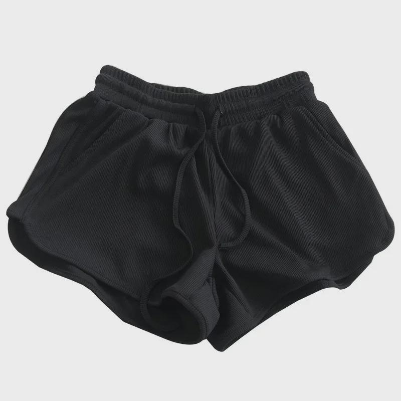 Shorts d'été amples en soie glacée pour femme, jambe large, élastiques