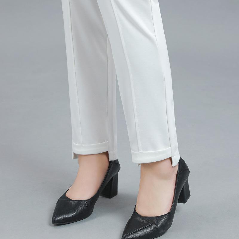 Plus Size Women's Fall New High Waisted Straight Tube Slim Casual Elastic Waist Pants