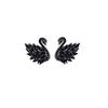 Korean Style Black & White Swan Zirconia Stud Earrings with S925 Silver Needle - Versatile & Elegant.