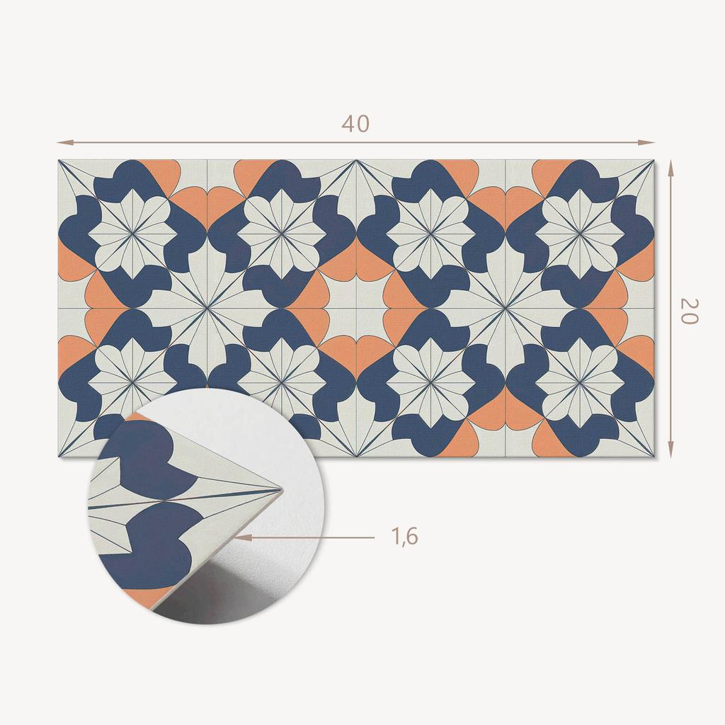 Kafelki Samoprzylepne Winylowe Z Nadrukiem Geometryczny Wzór Kwiatowy 10X40X20 Cm
