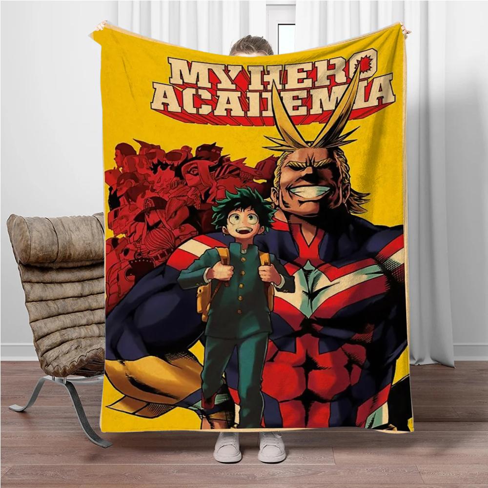 Vintage M-My-Hero-Academia 3D Printed Flannel Blanket Living Room Sofa Bed Camping Picnic Warm Blanket Holiday Gifts