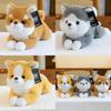 Shiba Inu Lying Husky Corgi Plush Toys Stuffed Animal Dolls Kids Gifts Birthday