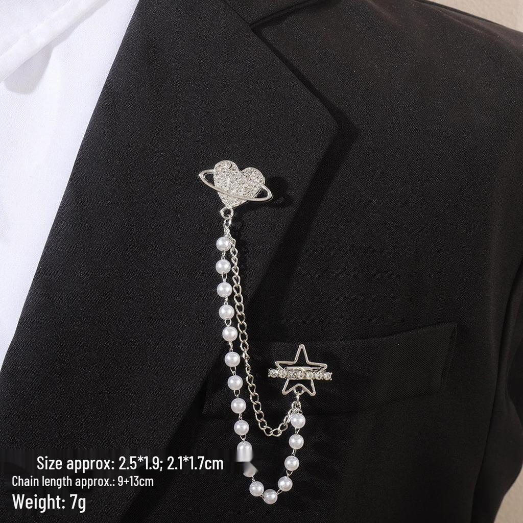 Baroque Rhinestone Pearl Corsage Necklace Brooch - Retro British Court Suit Accessory