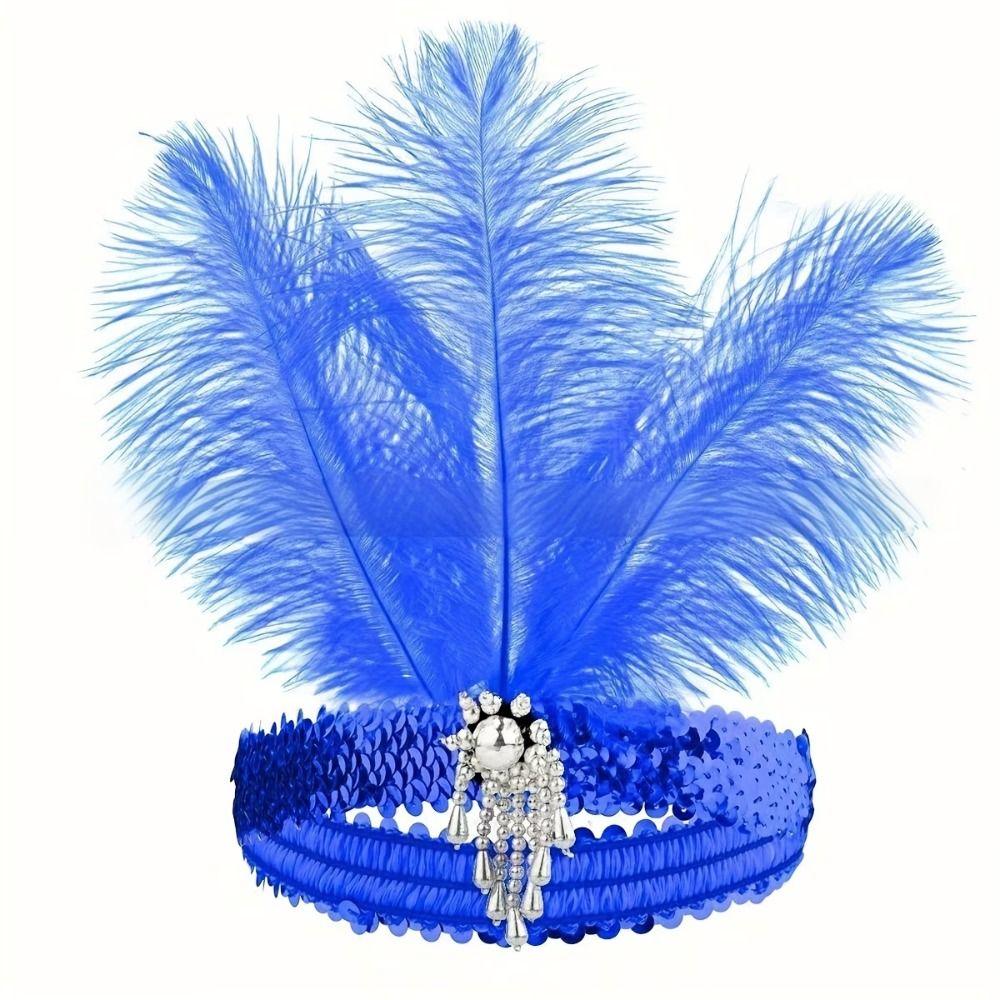 Stage Performance Feather Headpiece Sequin Hair Band 1920s Showgirl Headband Brazilian Carnival