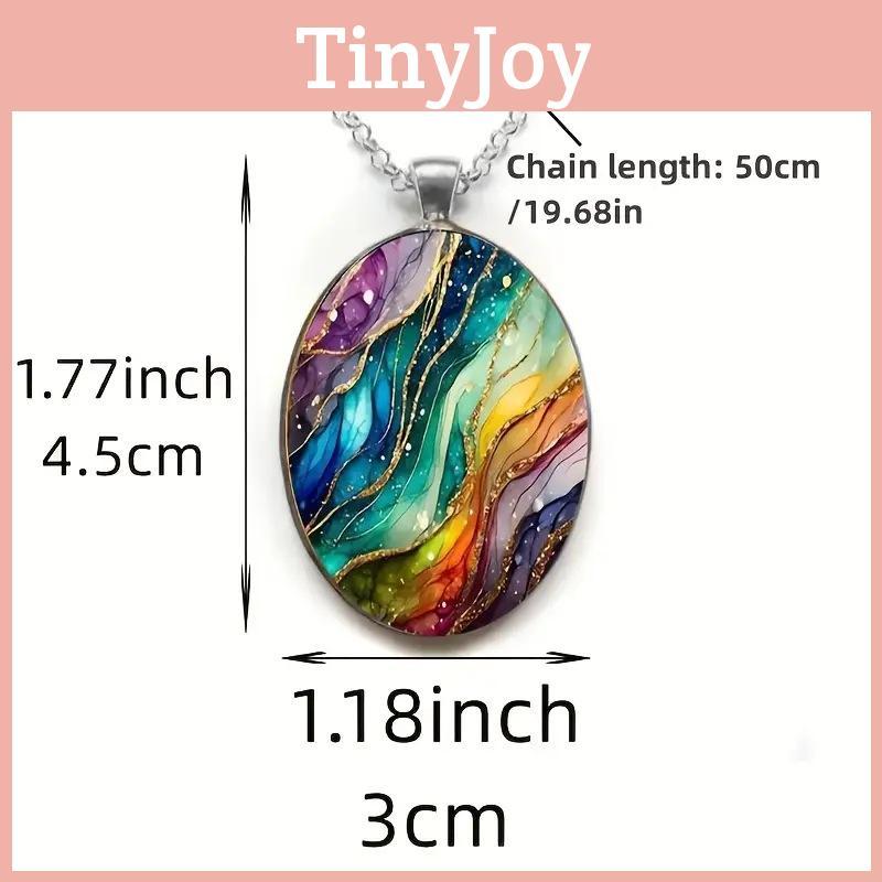 Unique Dreamlike Wave Glass Pendant Necklace With Zinc Alloy Chain For Gift Giving