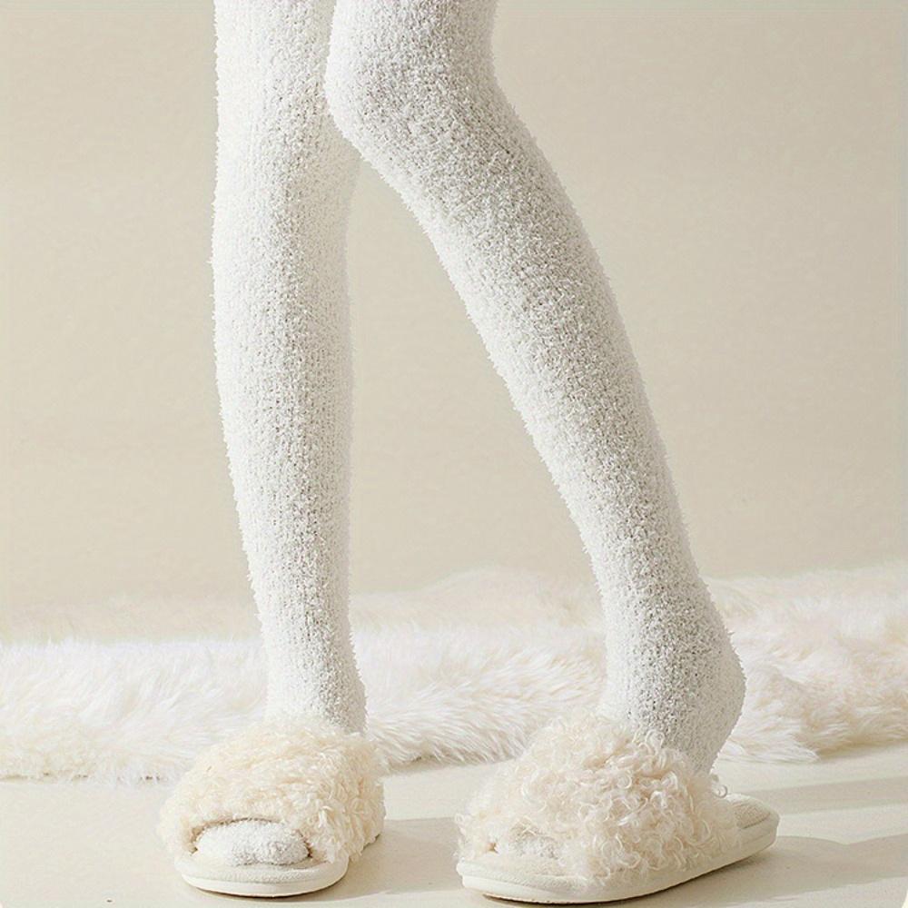 2 Pairs Simple Solid Color Socks, Winter Snow Socks, Thickened Warm Floor Socks, Calf Socks, Knee High Socks, Home Sleeping Socks, Casual Socks