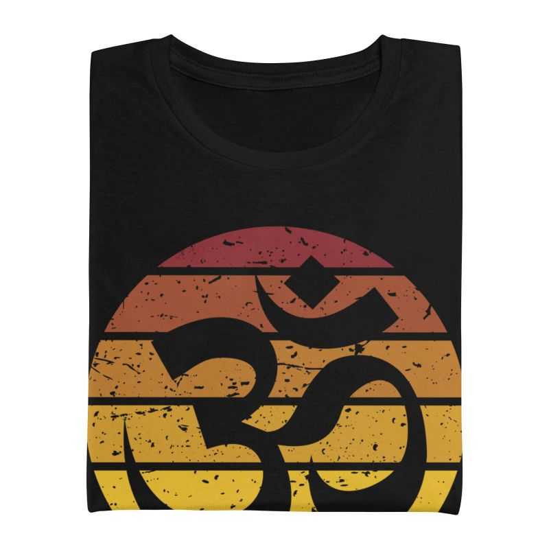 Vintage Om Sonnenuntergang Buddhismus T-Shirt für Herren Baumwoll-T-Shirt Neuheit T-Shirt Kurzarm Yoga Spirituell Meditation Buddhismus Aum T-Shirt