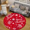 Round Carpet Merry Christmas Lettering Snowflake Red Holiday Party Room Decor