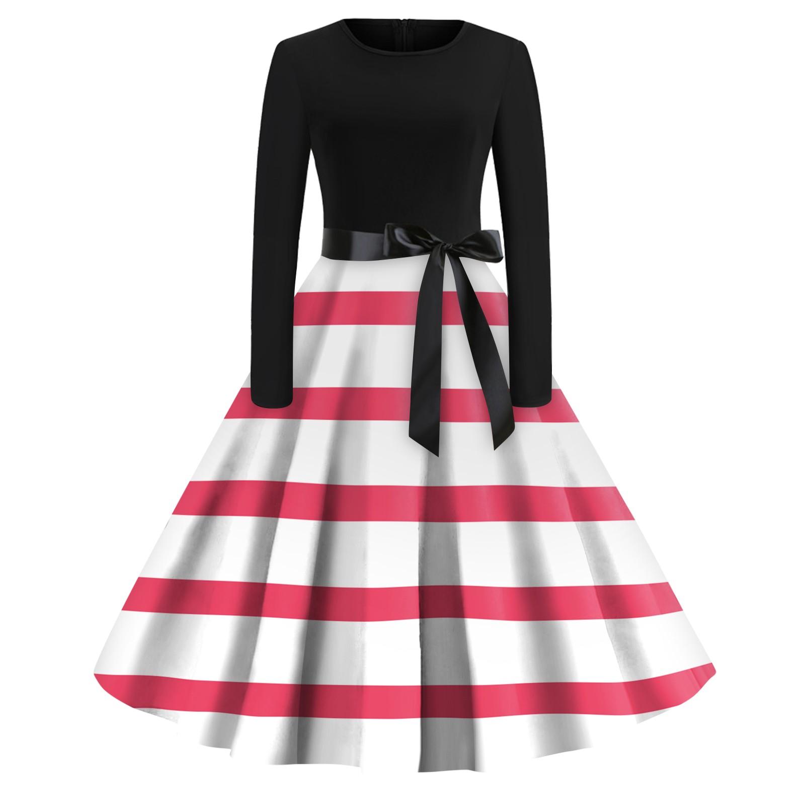 

Женское повседневное и модное винтажное платье с круглым вырезом и принтом XXXL