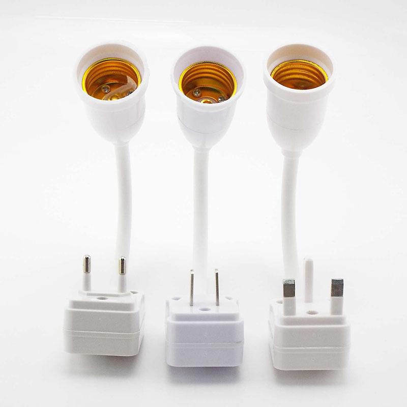 LED Light Bulb E27 Socket Lamp Base Holder Adapter Converter With Switch EU US UK Plug Energy Saving Lampada for Table E2