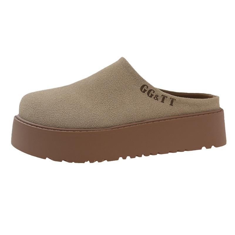 Baotou halvtofflor damkläder 2024 höst nya koreansk version enpedals lata tofflor tjocksulade vardagliga rundhuvade tofflor