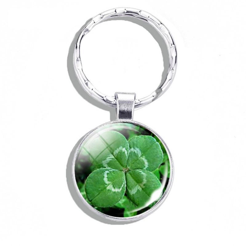 Four-leaf Clovers Pendant Keychain Fortune Lucky Keyring Ornament Backpack Bag Accessories Jewelry Gift for Men Women