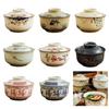Elegant Ceramic Ramen Noddle Soup Bowl with Lid Microwave Oven and Dishwasher Safe for Formal Dining and Daily Activity